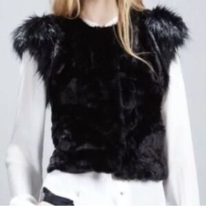 Skaist Taylor Faux Fur Vest SzM 80’s Vegan Moto Bikercore Chic Glamour Designer